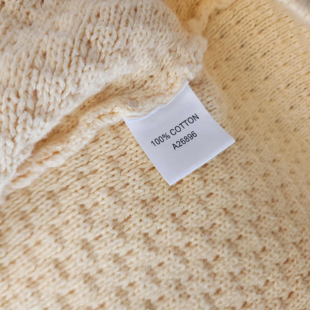 Appleseeds Petites Cotton Yellow Honeycomb Cardigan Size PM Cottagecore - Picture 3 of 7